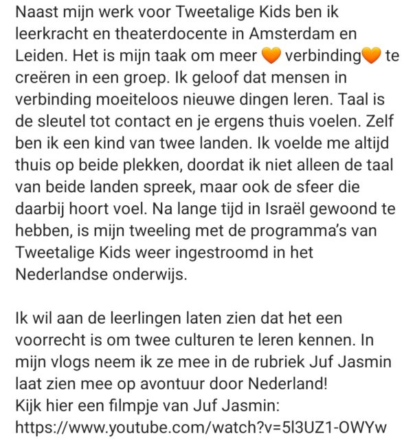 Tweede deel van het voorbeeld van een Instagram post voor Tweetalige Kids